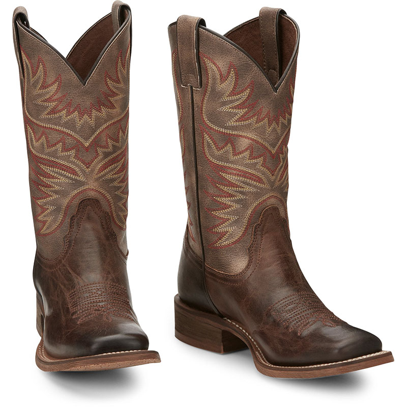 WOMEN\'S SIERRA ANTIQUED BROWN SQUARE TOE WESTERN BOOTS HR4501-Antiqued Brown WOMEN\'S SIERRA ANTIQUED BROWN SQUARE TOE WESTERN BOOTS HR4501-Antiqued Brown