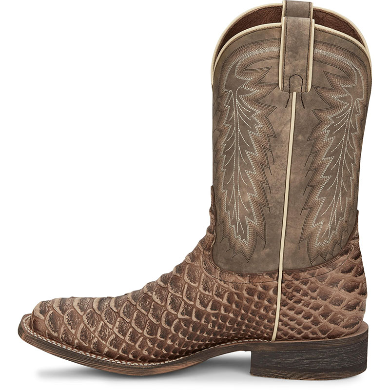 MEN\'S MESCALERO RUGGED SNAKE PRINT WESTERN BOOTS HR5604-Brown MEN\'S MESCALERO RUGGED SNAKE PRINT WESTERN BOOTS HR5604-Brown